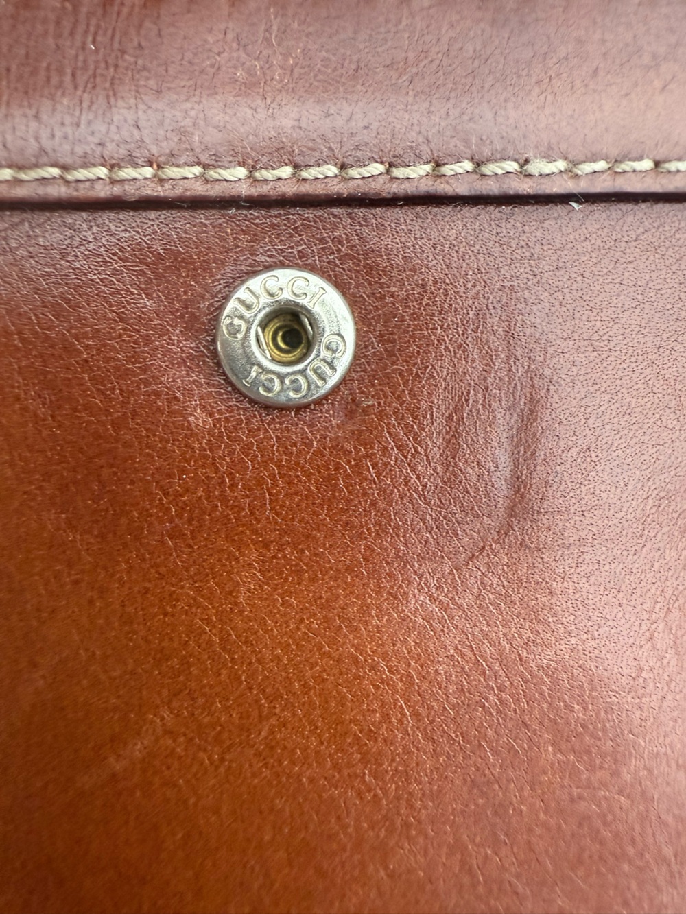Gucci Brown Leather Men's Bifold Wallet with Gold-Tone Snap - Picture 7 of 16